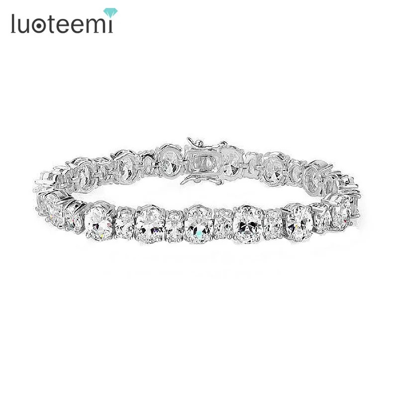 

LUOTEEMI Chain Link Bracelet Big Ogival and Small Ogival Cubic Zirconia Chain Link Charm Friendship Bracelet for Women Wholesale