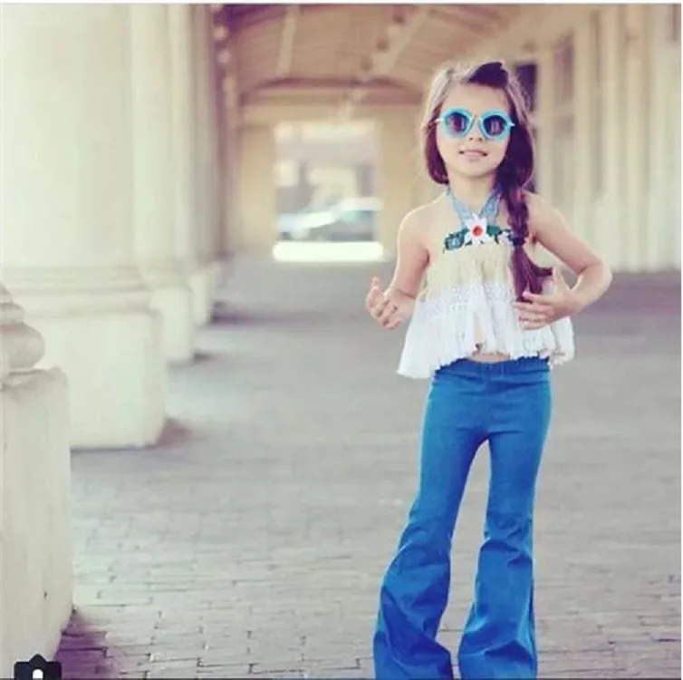 

Free shipping new European and American style wholesale hot seller wide legs boot cut jeans long trousers for girls