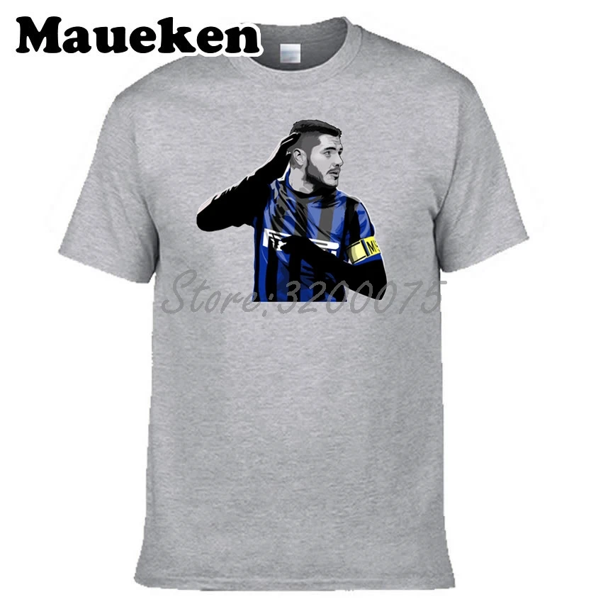 Мужская итальянская футболка 9 Mauro Icardi Captain для фанатов подарок с круглым вырезом