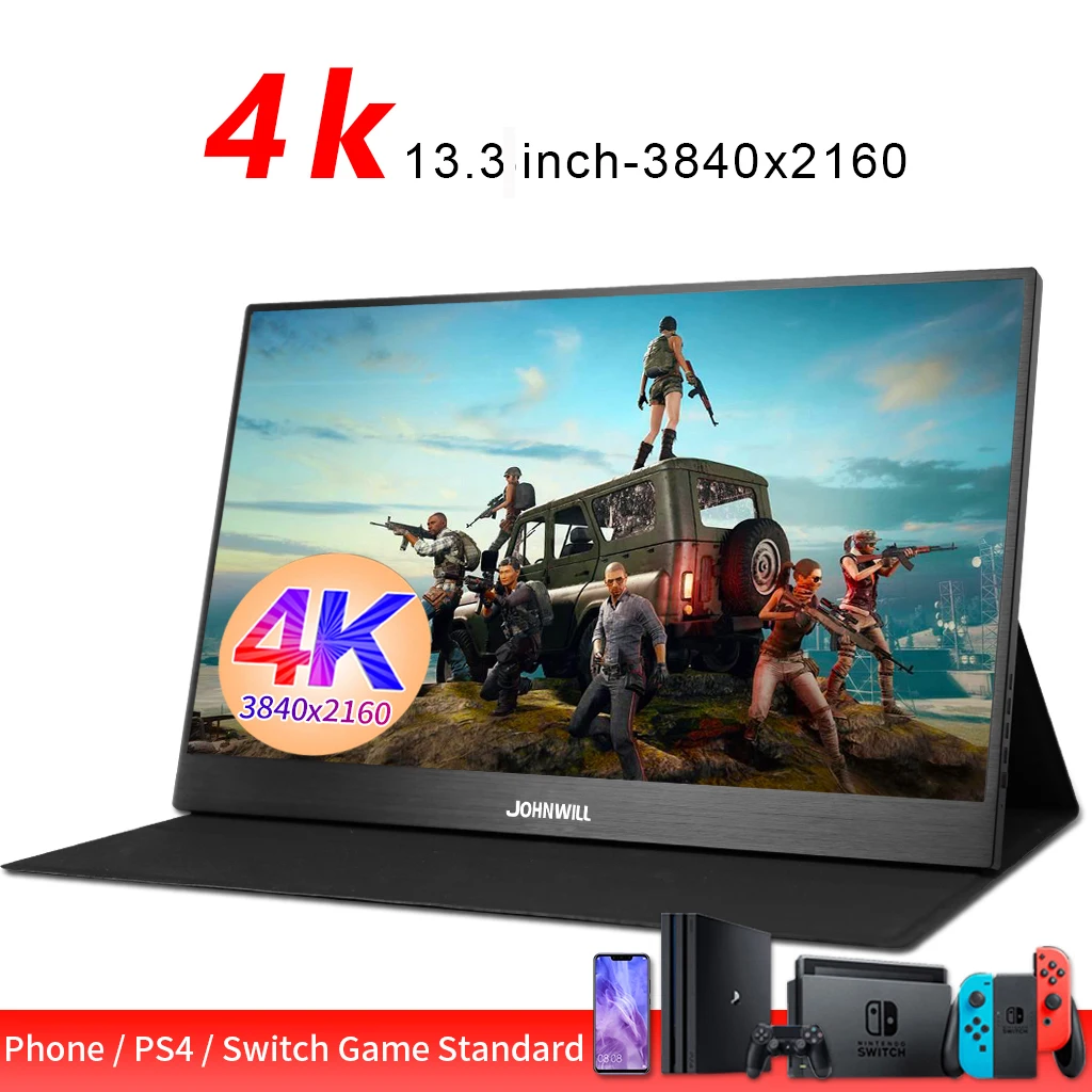 4K монитор 13,3 дюймов портативный lcd с мобильным телефоном Тонкий HDMI/DP/наушники для Mac/PC/смартфона/PS4