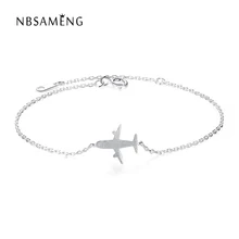 Новые подлинные 925 пробы серебряные трендовые матовые браслеты с самолетами и самолетами для путешествий женские браслеты Ювелирные изделия Подарки