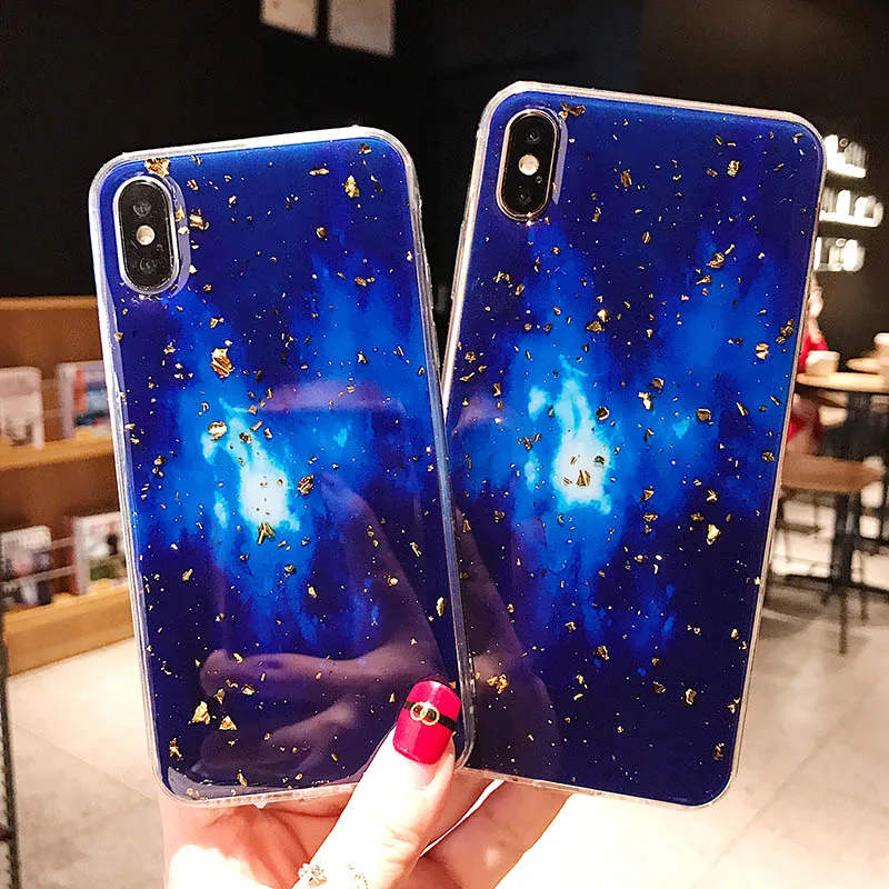 Роскошные чехлы для телефонов со звездами iPhone 6 S 7 8 Plus чехол с золотой фольгой IPhone
