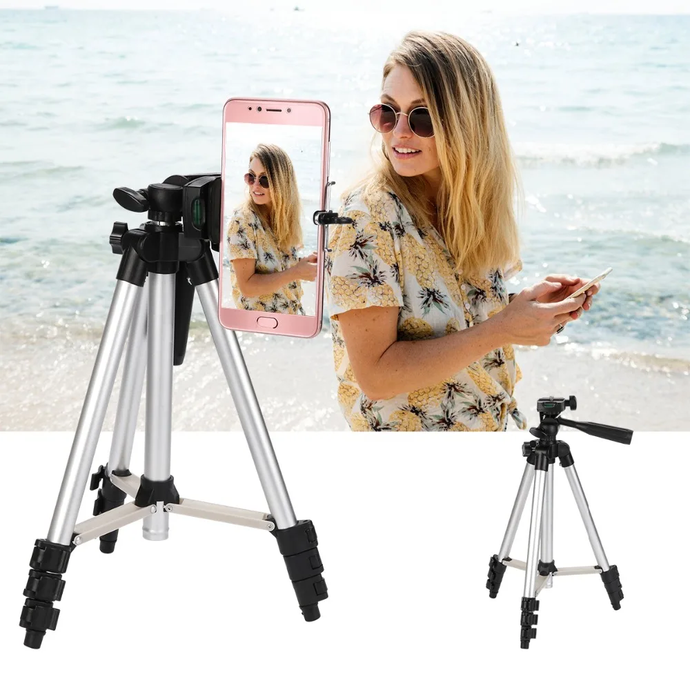  Professional Aluminum Camera Tripod Stand Holder + Phone Holder +Nylon Carry Bag for iPhone Samsung