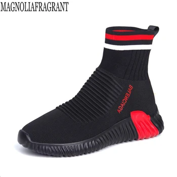 

High Top Women Sneakers Thick Sole Sock Shoes Knit Vamp Breathable Shoes Breathable mesh women's shoes Ankle boots for women mm5