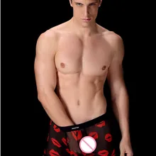 Мужские трусы Модные дышащие принт губ Мужское нижнее белье боксеры короткие мужские Брюки 3201