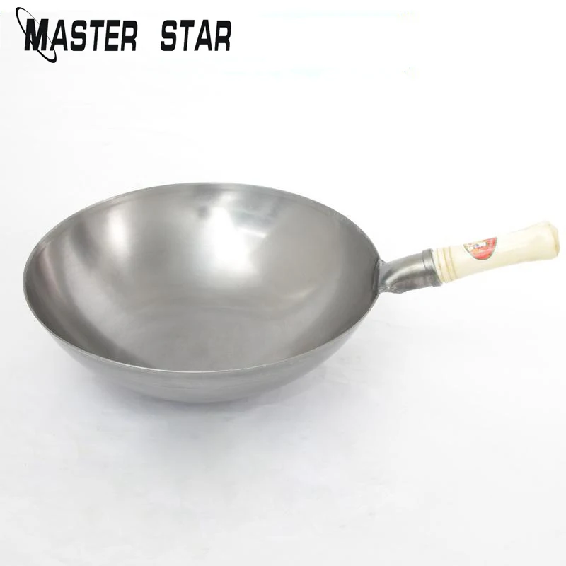 

Master Star 32/34/36CM Iron Round Bottom Woks Chinese Traditional Vintage Iron Wok Gas Cooker Non-coating Manual Forging Woks