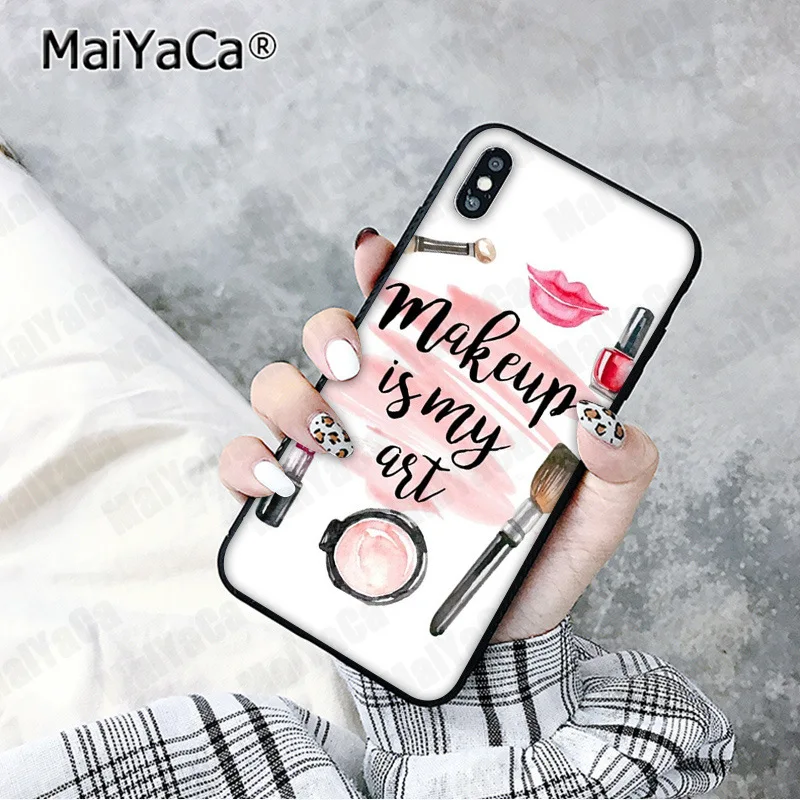 MaiYaCa Красивая Девичья Кисть для макияжа Черная оболочка чехол для телефона iphone 11 pro 5Sx 6 7 7plus 8 8Plus X XS MAX XR