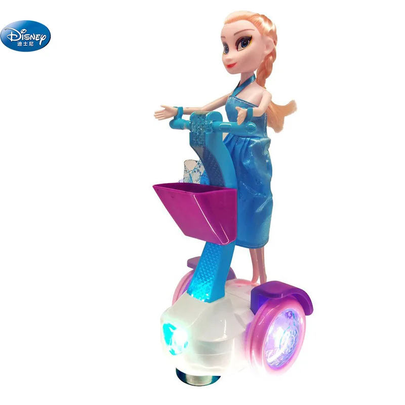 25 cm frozen Princess Elsa and anna dolls with Electric car balance Sound and light music Disney Toys Birthday Gift For Girls