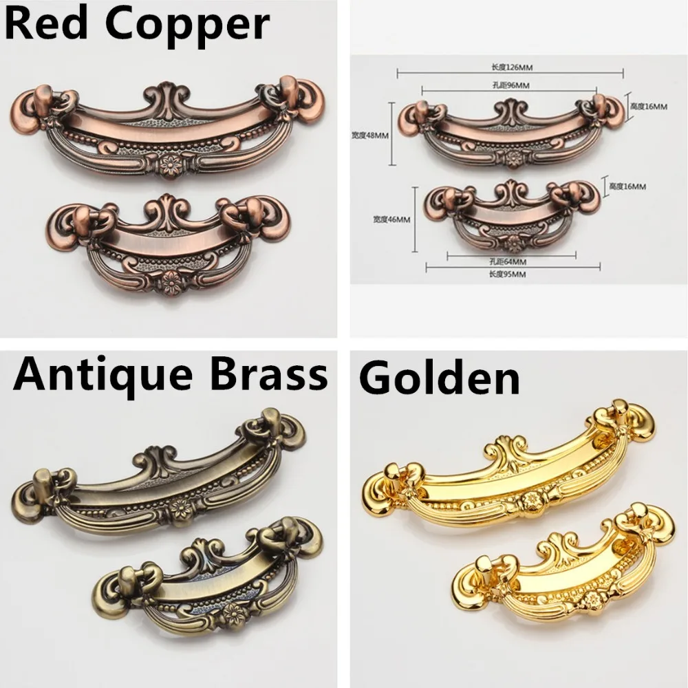 Hole CC 64mm/96mm Zinc Alloy Classical Kitchen Furniture Handle antique bedroom drawer handle
