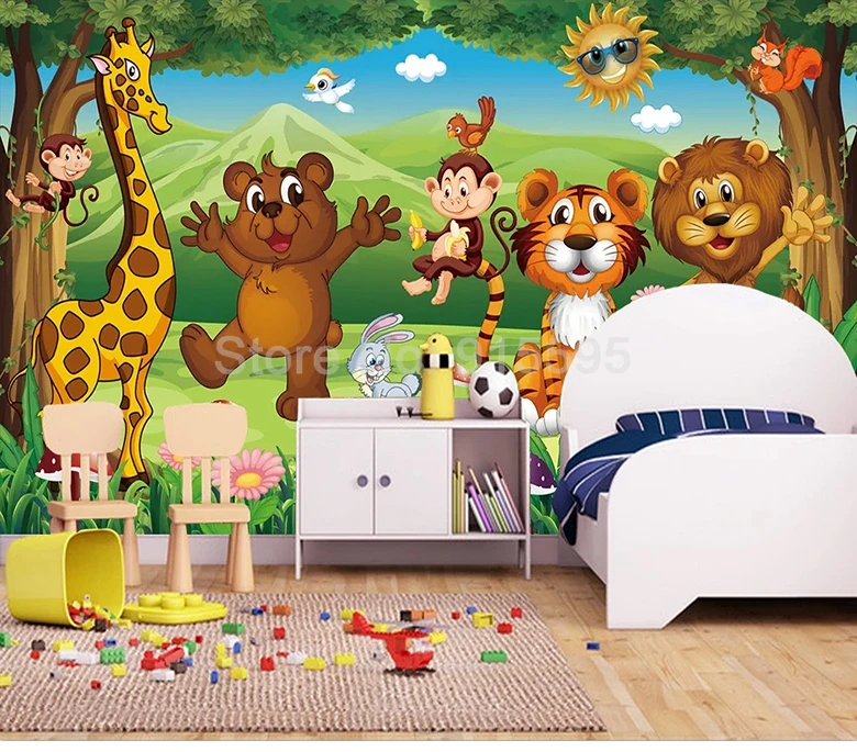 Пользовательские 3D фото Настенные обои для детской комнаты Животные рай мультфильм детский дом Фреска нетканые обои для спальни живопись