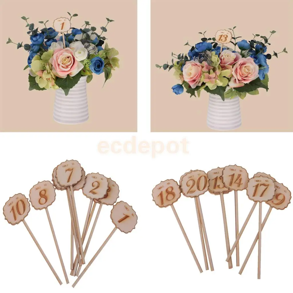 

10pcs/Set Wooden Cloud Table Number on Sticks for Wedding Table Decoration