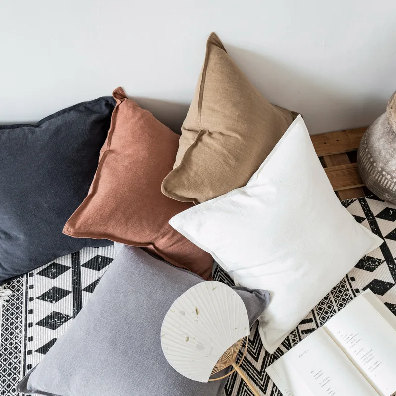 

Plain Pillow Case Nordic Cafe Seats Back Body Pillows Cover Cotton Linen Pillowcase Home Bed Decorative Funda Almohada 45*45cm
