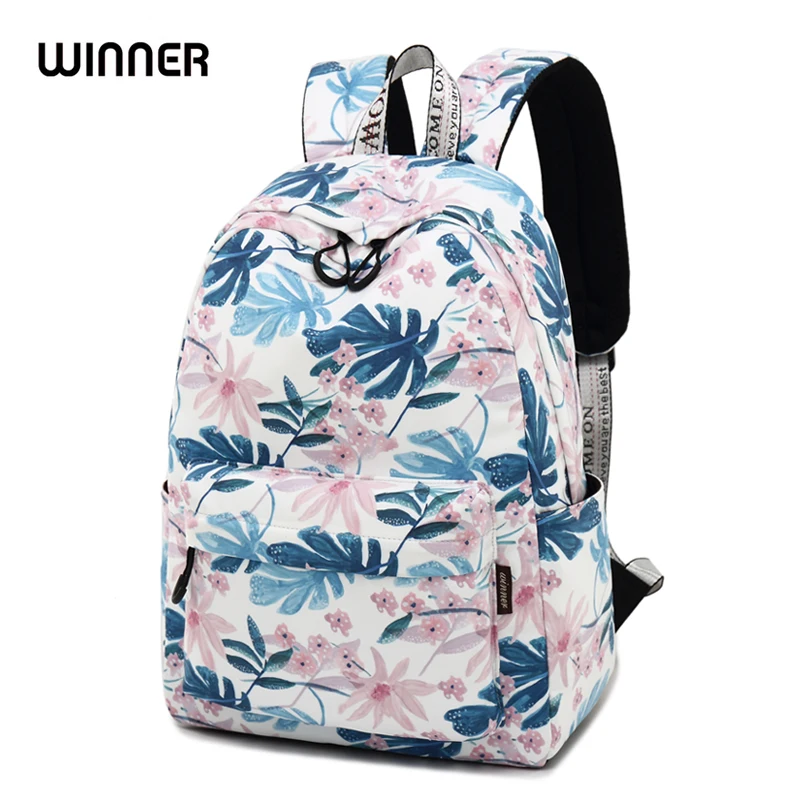 

WINNER New 2018 Korean Blue Flowers Backpack Lady Breathable College Student School Bags High Capacity Laptop Backpack Zaino Bag