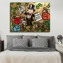 Деньги человек граффити для стен Алек Monopolyingly холст постер и принт полотно с рисунком для декорирования картина для спальни Home Decor
