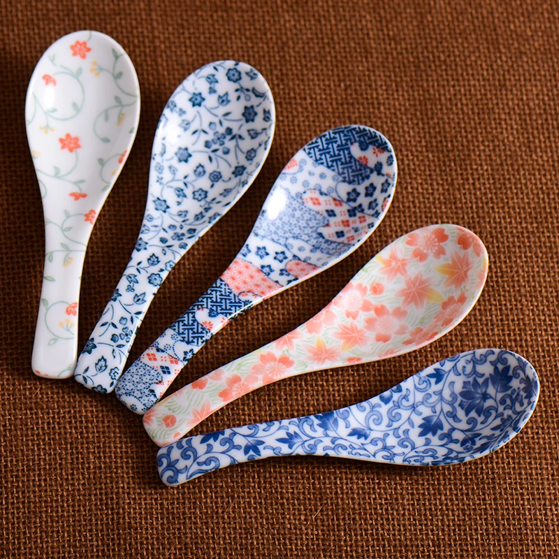 1 PC Japanese Ceramic Spoon High Quality Made in Japan Classic Floral Patternedspoonspoon