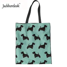 Jackherelook милые животные шотландский терьер печатных дамы шоппер сумки многоразовые повседневные холщовые Tote Эко сумка для женщин большие Bolsas