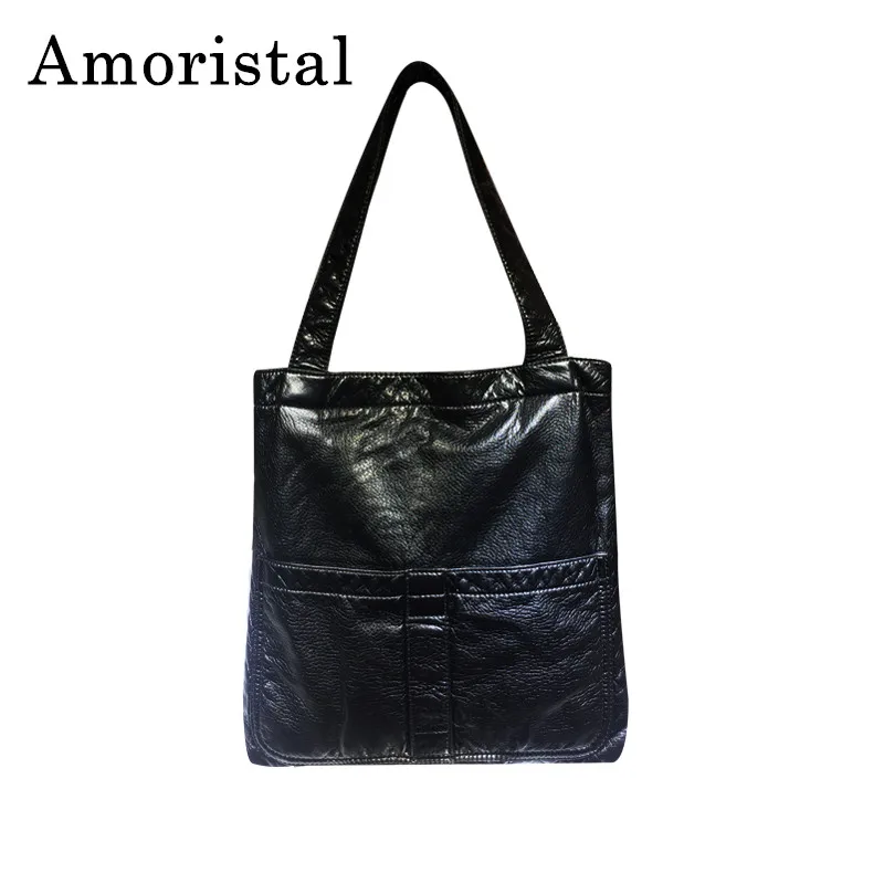 

Handbags Women Black High Quality Washed PU Leather Shoulder Bags Fashion Soft Crossbody Bag Messenger Bags Lady Party Bag B355