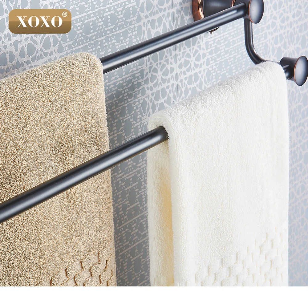 XOXO роскошный Универсальный удар и паста двойное полотенце бар медь, вешалка для полотенец Настенные Аксессуары для ванной комнаты 21024D