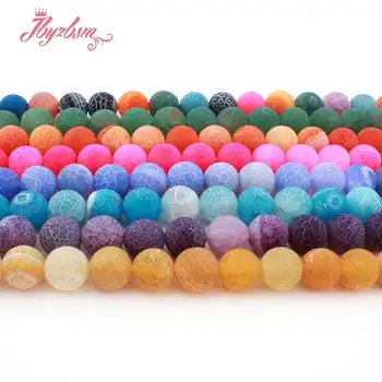 

12mm Round Frost Cracked Weathered Agates Natural Stone Beads For Necklace Bracelet Earrings Jewelry Making 15" Free Shipping