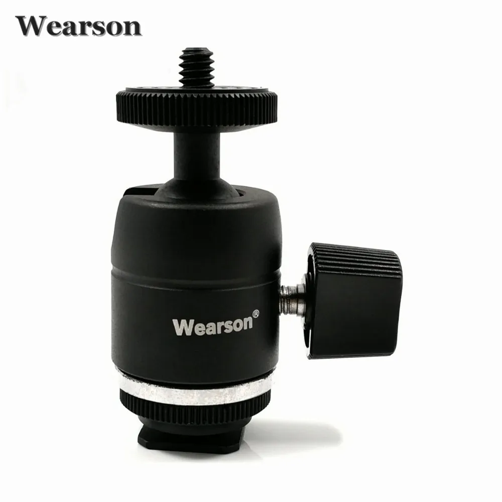 Wearson камера с шаровой головкой Горячий башмак крепление 360 градусов 1/" 3/8" винт для Canon Nikon DSLR камера штатив адаптер/ЖК-монитор
