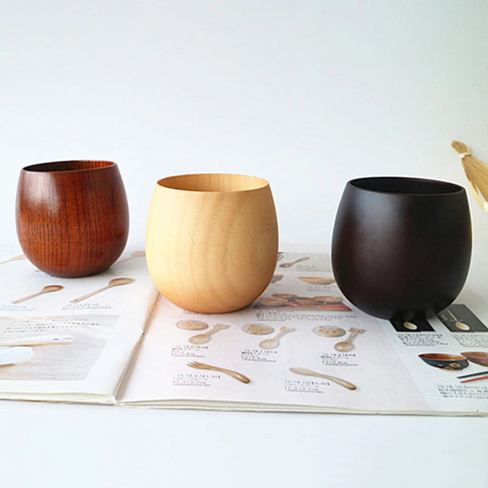 Coffee Tea Cup 300ml Wooden Big Belly Handmade Natural Spruce Wood