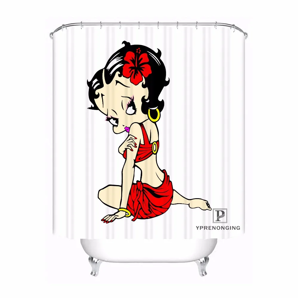 Пользовательские Betty Boop мультфильм Мода водонепроницаемый Душ Шторы для дома ванной s крючки полиэстер ткань мульти Sizes180509-03