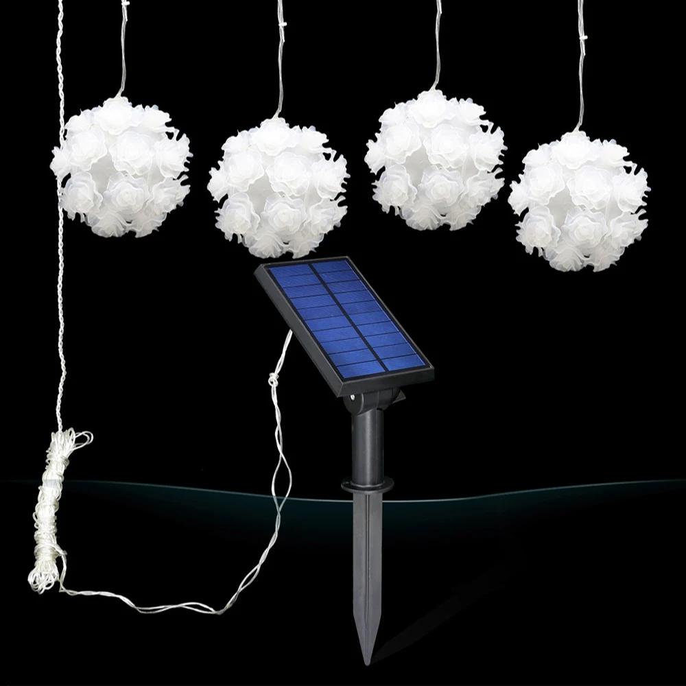 

Solar Powered LED Rose Flower Lamp RGB 3 colors Light Fairy LED String Bouquet Night Light Floral Starry Wedding Party Lighting