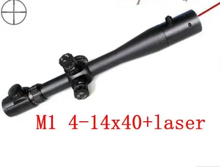 

M14 4-14X40+R Air rifle scope red green Mil-Dot Reticle with front inside red laser attached and locking mechanism fucile Guns