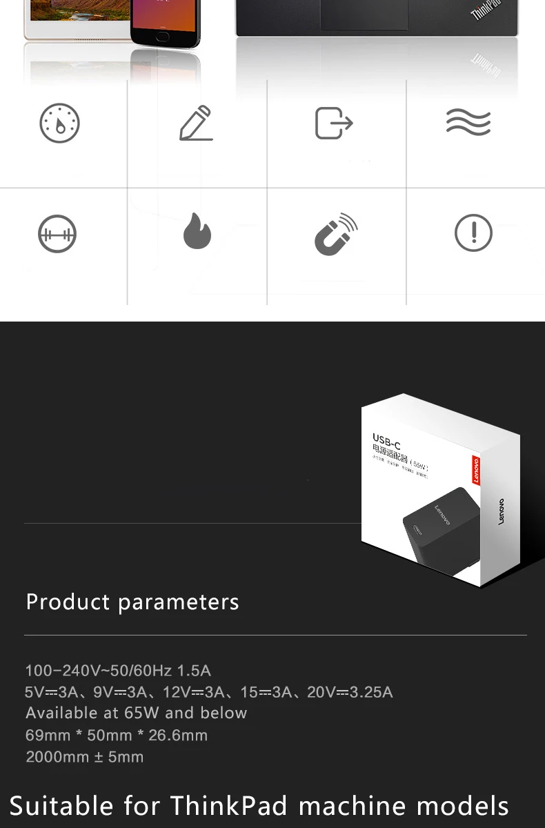 Для Thinkpad lenovo Многофункциональный портативный адаптер питания планшетный компьютер телефон зарядное устройство 65 Вт Быстрая зарядка usb type-C Йога S2 X1