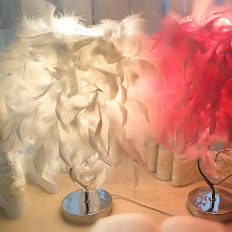 

Modern Creative Feather Lamp E27 Table Lamp Baby Kids Children Bedroom Droplight Lighting Decor Z4