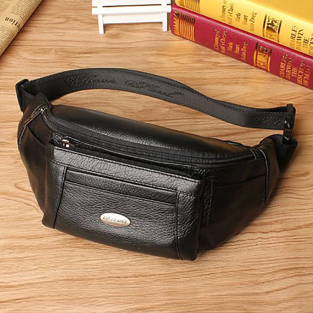 Genuine Leather Waist FannyPack Bag For Men Hip Bum Loop Belt Purse
