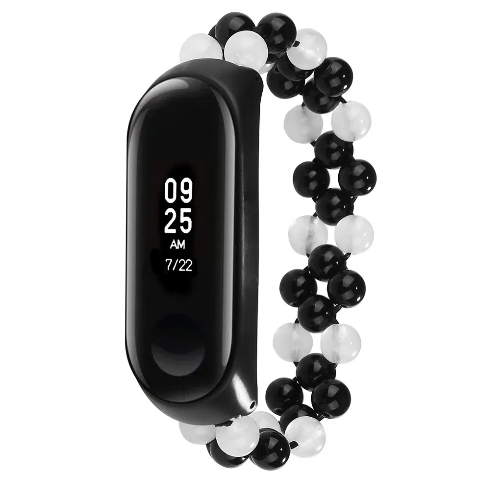 

Luxury Wrist Strap Beading Jade Replacement Band Metal Case for Xiaomi Mi Band 3 Smart Watch Sport Bracelet 19May3