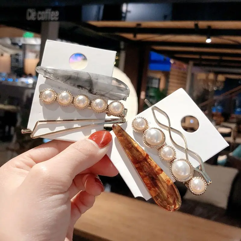 

Metal Crystal Acetate Pearl Hair Clip Bridal Barrette Hair Pins Accessories Wedding Decoration Ornament Jewelry For Women Girl