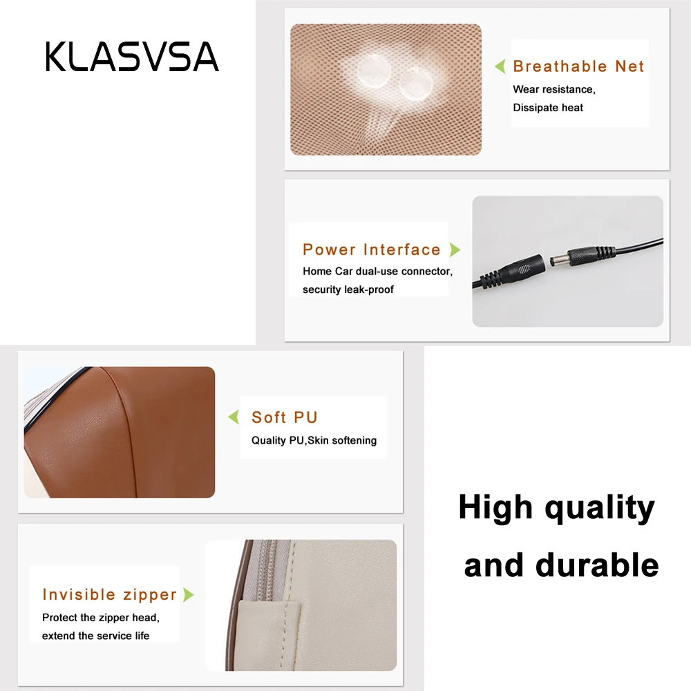 KLASVSA Electric Heating Neck Massager Cape Shiatsu Car Home Infrared KneadingTherapy Ache Shoulder Back Massageador Relax