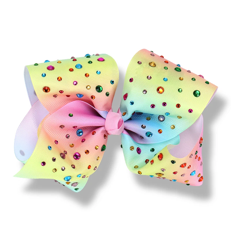 Wholesale 16pcs/lot 8" Large Big Hair Bows for Girls with Rhinestones