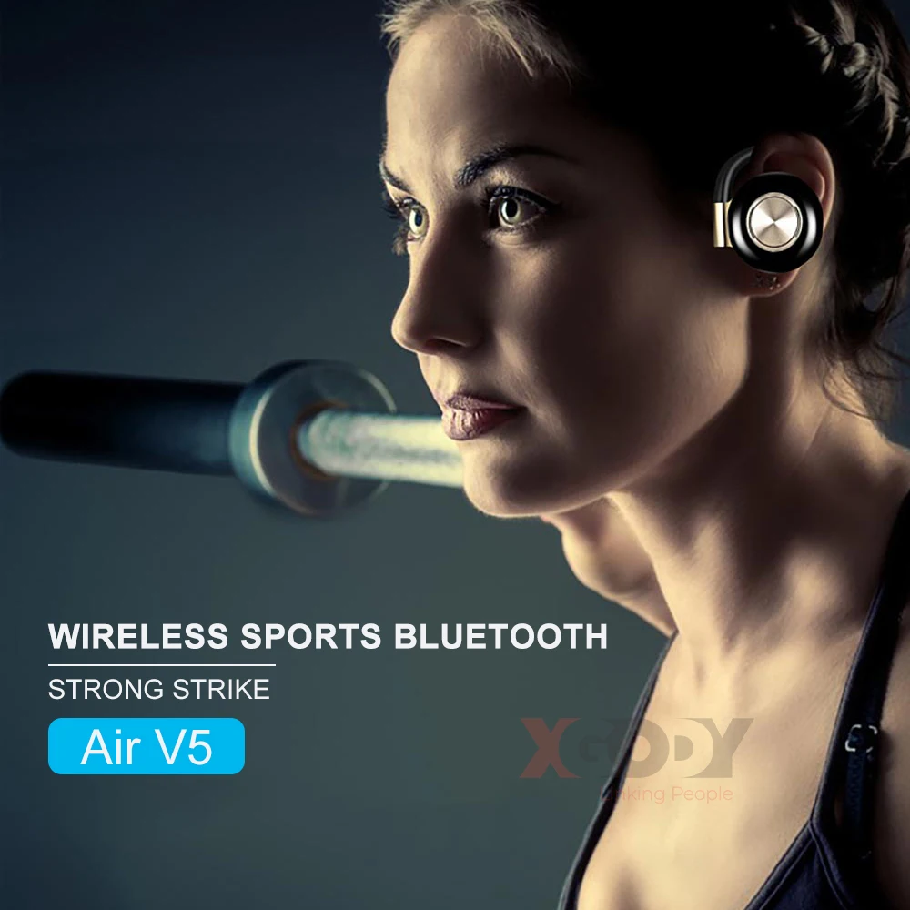 XGODY Air V5 TWS беспроводные наушники, стерео Bluetooth 5,0, наушники с ушным крюком, шумоподавление, Bluetooth гарнитура с микрофоном