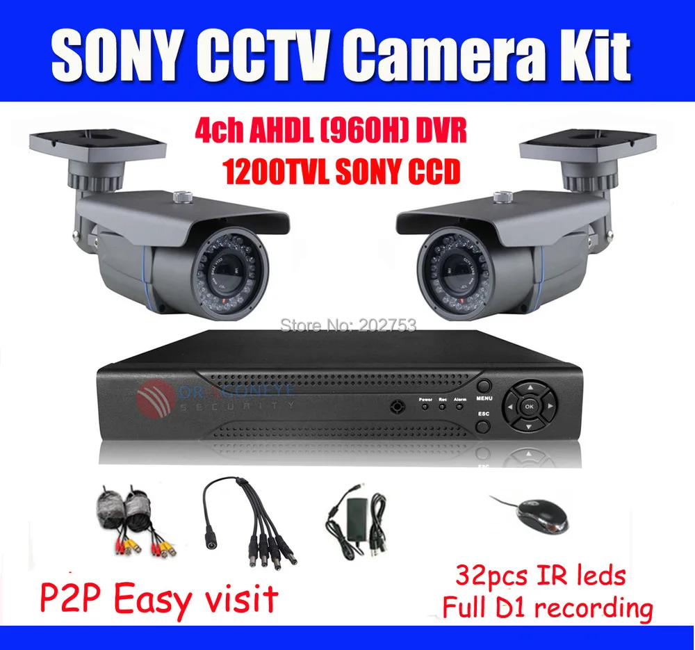 1200TVL SONY CCD 1080p 4ch DVR комплект CCTV система 1080n 4ch DVR Full D1 960h запись, 1080P HDMI выход P2P легкий доступ