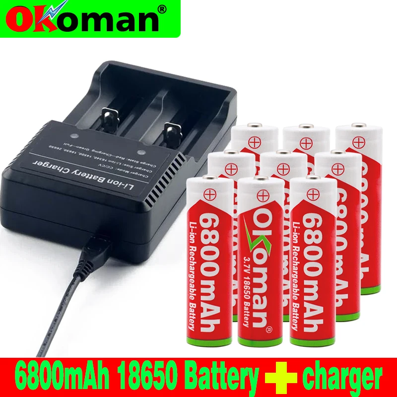 Okoman новый аккумулятор 18650 3 7 В 6800 мАч перезаряжаемый литий ионный для игрушек
