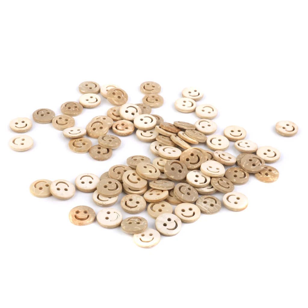 100pcs 13mm Smile Face Coconut Buttons Cute Kids Children Apparel Button Sewing Scrapbooking Accessories Cardmaking DIY Craft