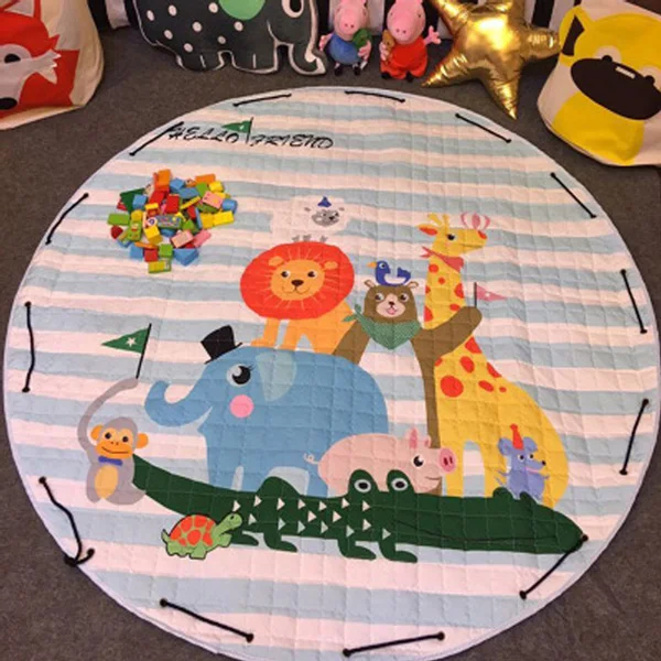 Мультяшные игрушки Детский ковер Детский Игровой Коврик развивающий коврик для детей круглые коврики хлопок игровой коврик милый коврик сумка для хранения игрушки - Цвет: WJ3535B