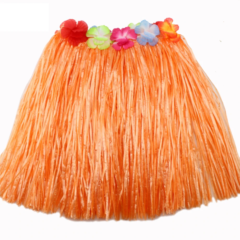 Детская и взрослая юбка для пляжного танца с изображением травы, венок, гирлянда для бюстгальтера, веселые Гавайские вечерние украшения, принадлежности для платья 40 см - Цвет: Оранжевый