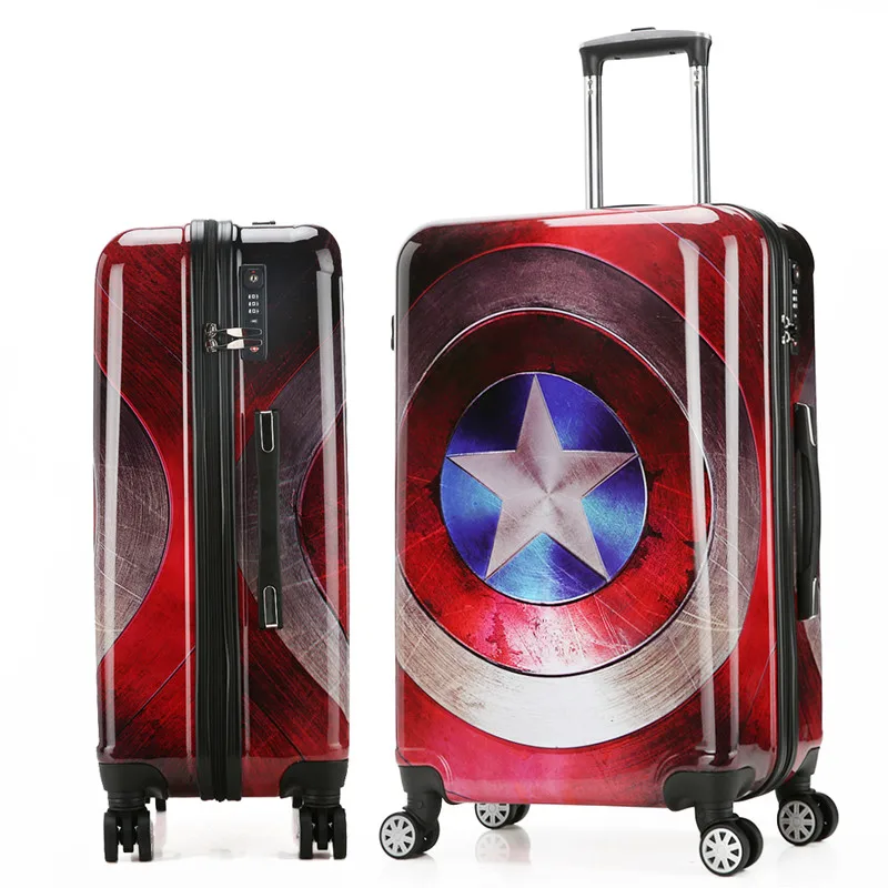 Women Men Cartoon Travel Trolley Rolling Luggage Bags ABS PC Pull Rod Trunk Wheels 20 24''