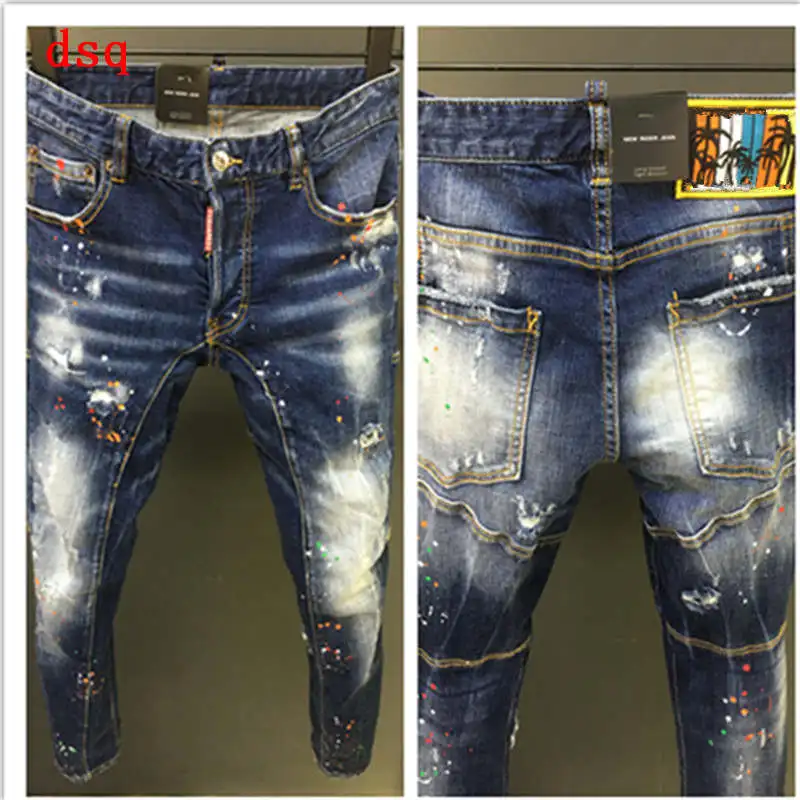 

F.N.JACK Men Jeans Streetwear Hiphop Mens jeans Straight Jeans Fashion Classic Destroyed Swag Male Denim Pants Jeans Men