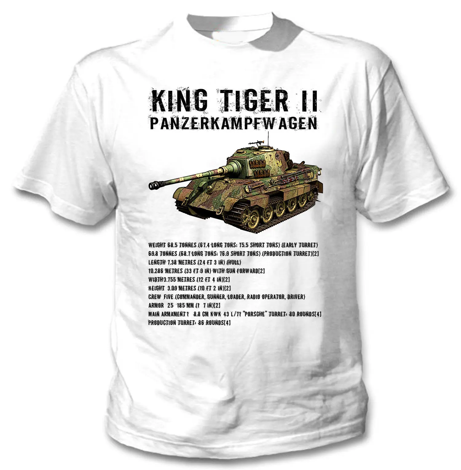 Новое поступление 2019 Мужская модная немецкая майка KING TIGER II второй мировой войны