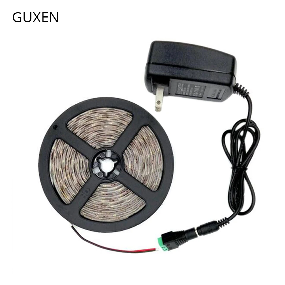 

GUXEN No flicker DC12V Led strip light SMD3528 2835 light strips 60leds/M No-waterproof +2A power adapter EU/US/AU/UK