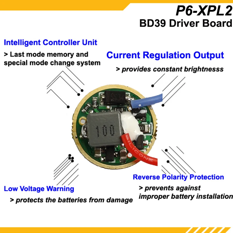 KDLITKER P6-XPL2HD Cree XP-L2 белый 6500 K/нейтральный белый 5000 K/теплый белый 3000K 1000 люмен 3 V-9 V светодиодный P60(диаметр 26,5 мм