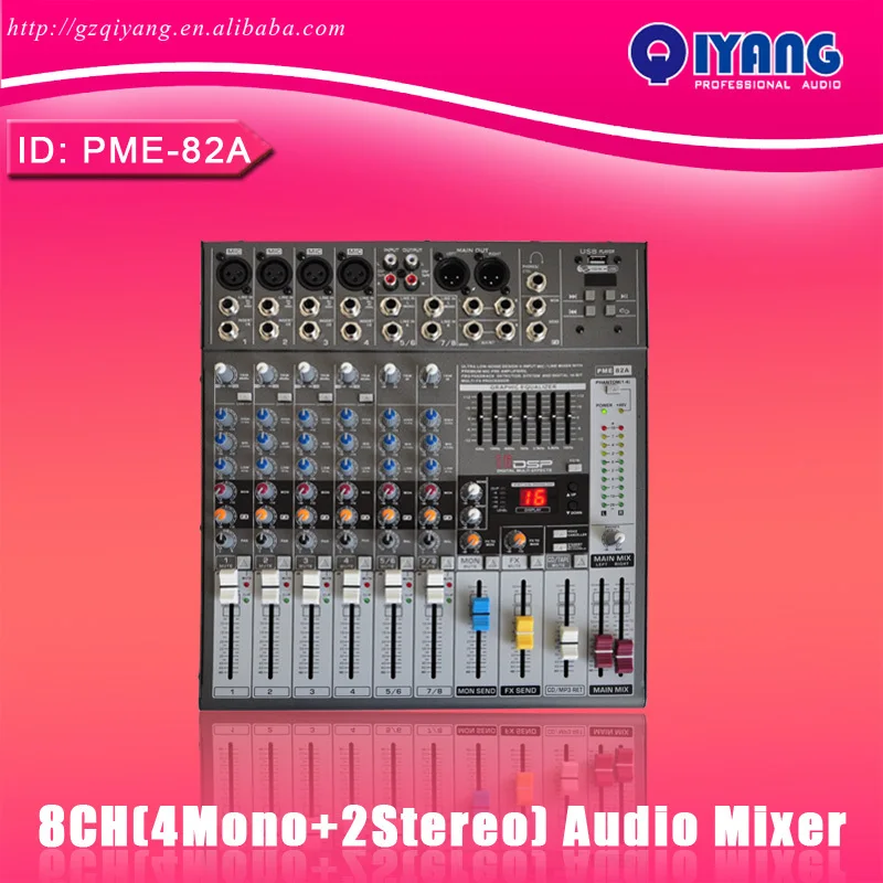 PME82A 4 моно+ 2 стерео 8 каналов 16 DSP хорошее качество USB Профессиональное аудио dj усилитель микшер