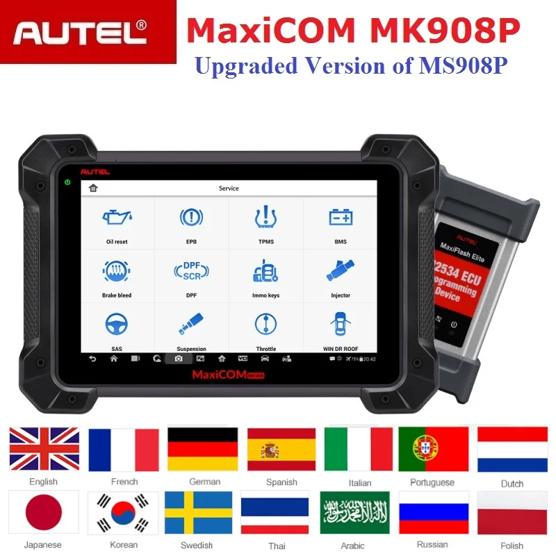AUTEL MaxiCOM MK908P OBD2 Auto Diagnostic ECU Programming Tool OBDII Scanner J2534 ECU Programmer PK MaxiSys Pro Elite MS908P