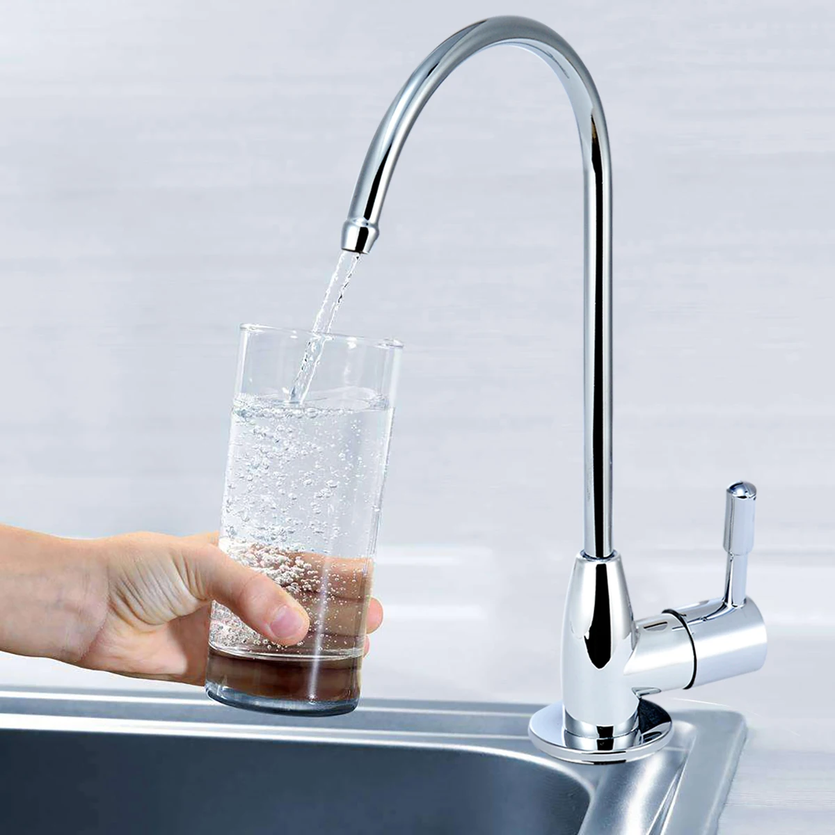 

1/4'' Stainless Steel Plating Purifier Faucet Kitchen Sink Tap Plastic Valve Drink Water Filter Faucets DIY Home Tools