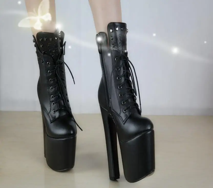 

Autumn and Winter New European and American 17CM Thick Heel High Heeled Thick Martin Boots Short Boots Waterproof Platform Women